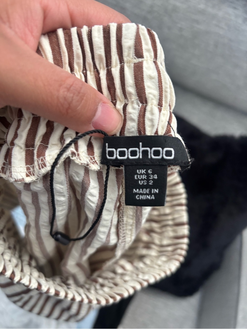 boohoo Cream and Brown Striped  Bottoms